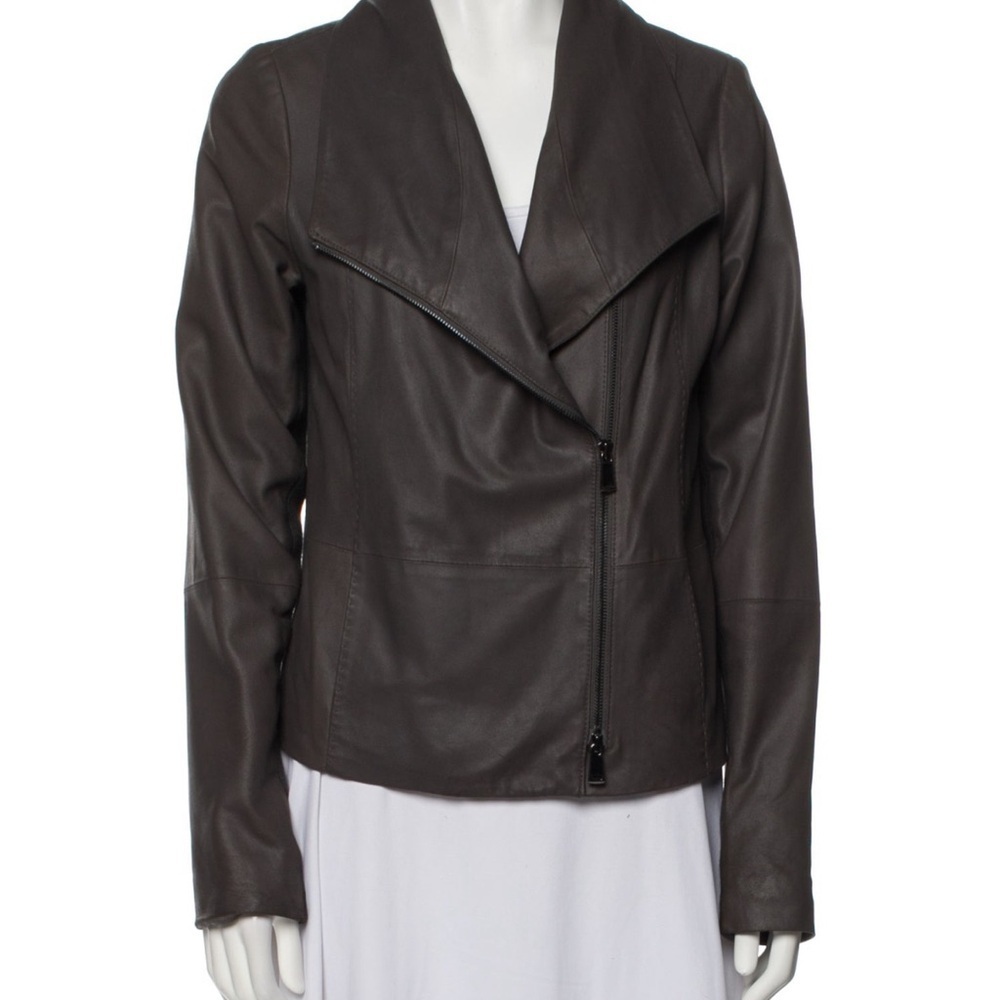 VINCE Women's black Leather SCUBA ASYMMETRICAL JACKET S/P 100% GOAT LEATHER